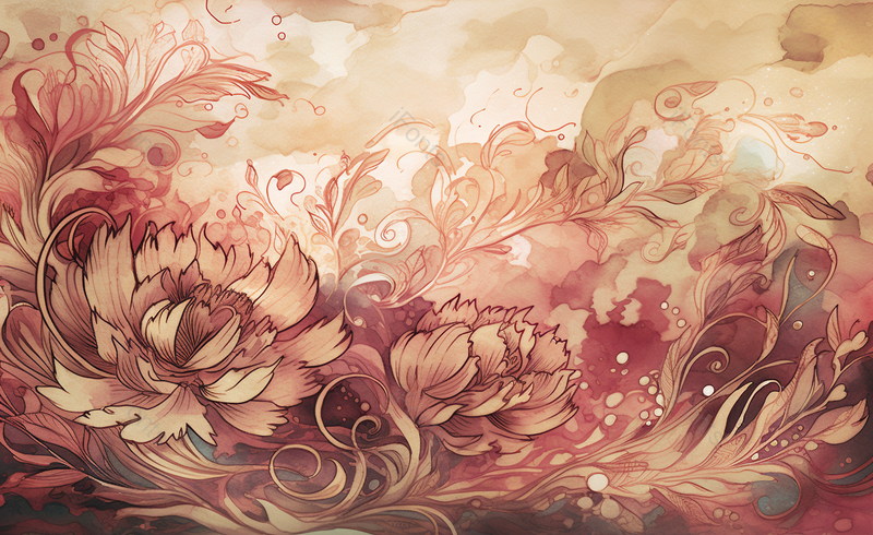 水彩唯美氛围花朵绽放背景图,插画/手绘图,插画/手绘图库,插画/手绘图下载,插画/手绘